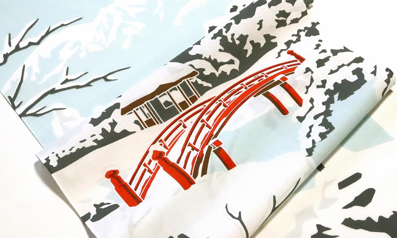 染の安坊 Anbo Tenugui Hand Towel, Japanese Snow Garden, Winter, 100% Cotton, Made in Japan, 13.8 x 39.4 inches