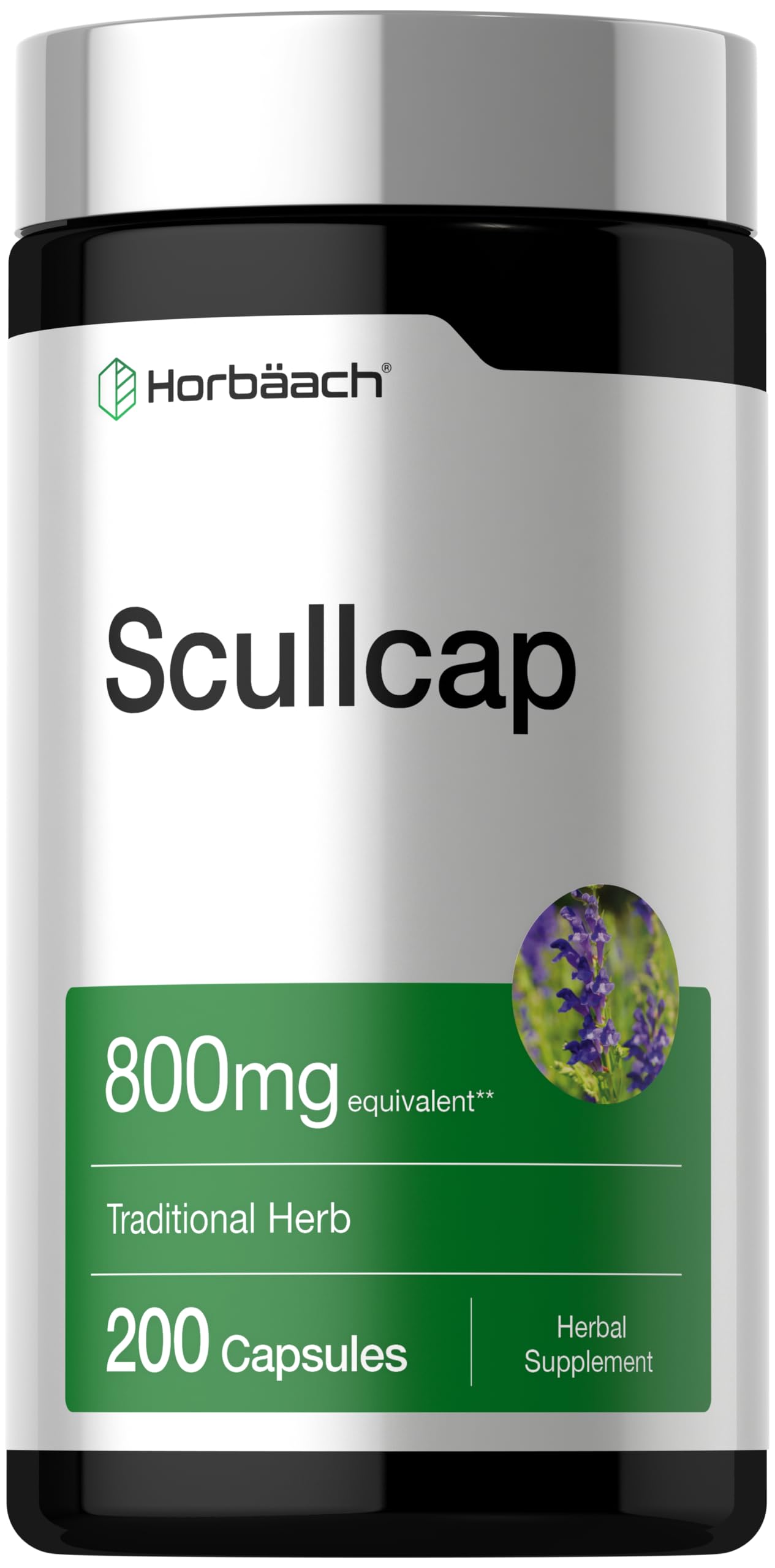 Horbaach Skullcap Herb Extract | 200 Capsules