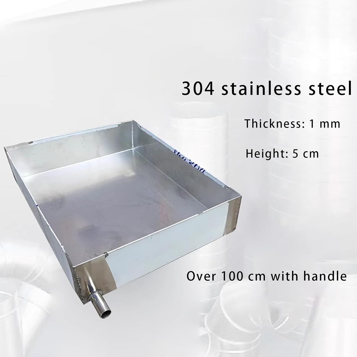 304 Stainless Steel Portable AC Drain Pan with Outside Drain - Hand Welded Craftsmanship for Air Conditioners, Washing Machines, and Kitchens