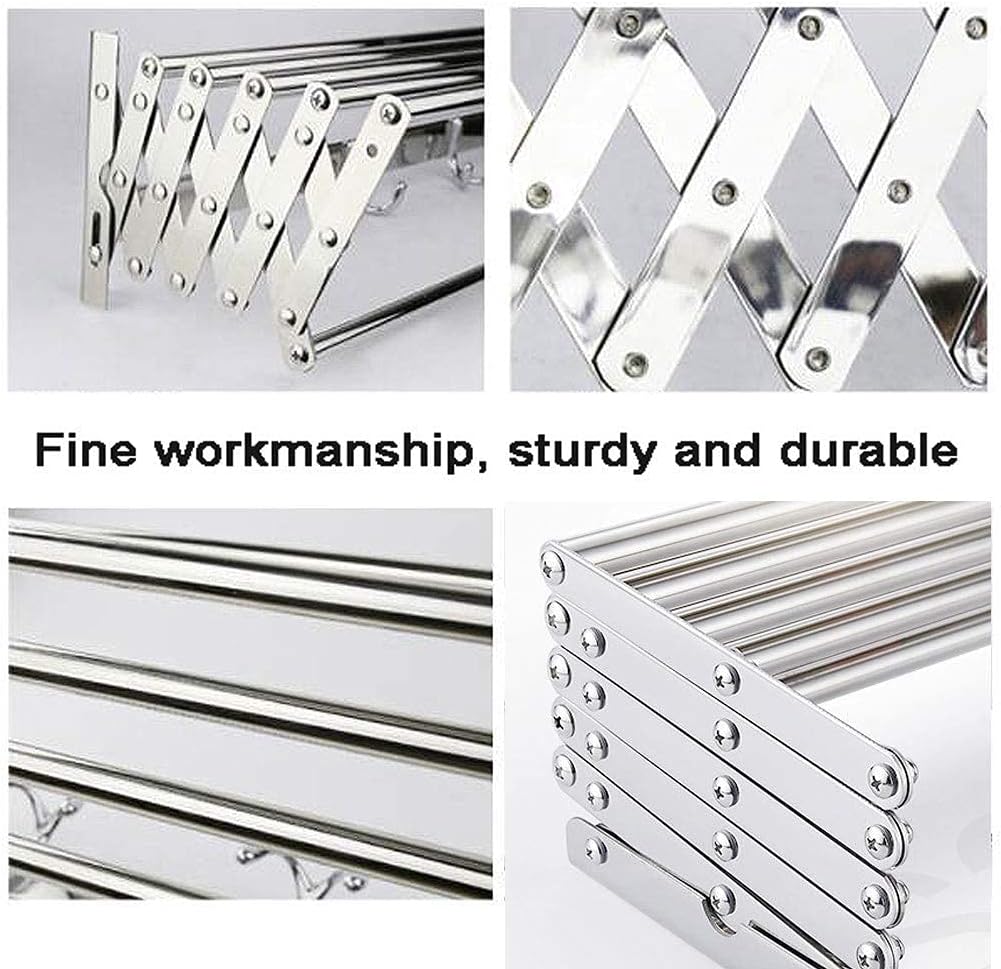 Wall Mounted Laundry Drying Rack 304 Stainless Steel 5 Rods Dryer Towel Rack Home Folding Washing Line hes Airer Fashionable