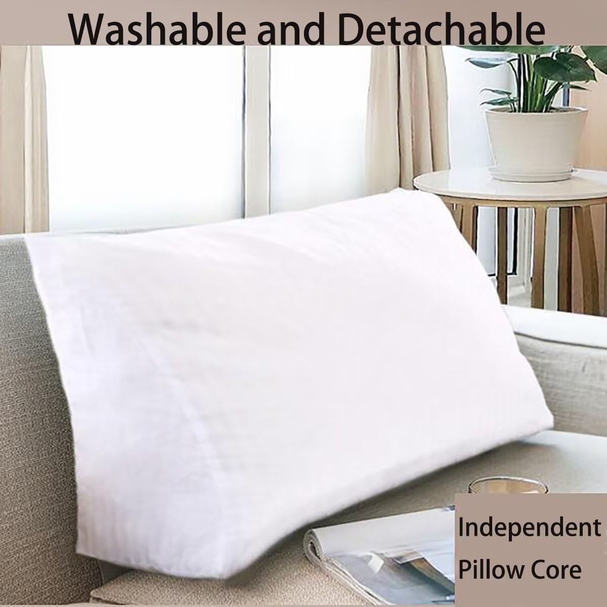 TESICA Wedge Pillows Headboard Reading Pillow Brown Backrest Pillows for Sitting Up in Bed Rest Soft Triangle Bolster Cushion Washable Daybed Pillow Lumbar Support Leg Positioning