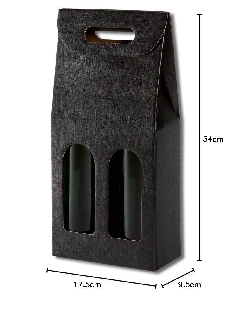 2er Flaschentragekarton, Weinkarton Seta, Schwarz, 34 x 17,5 x 9,5 cm, 30 Stück
