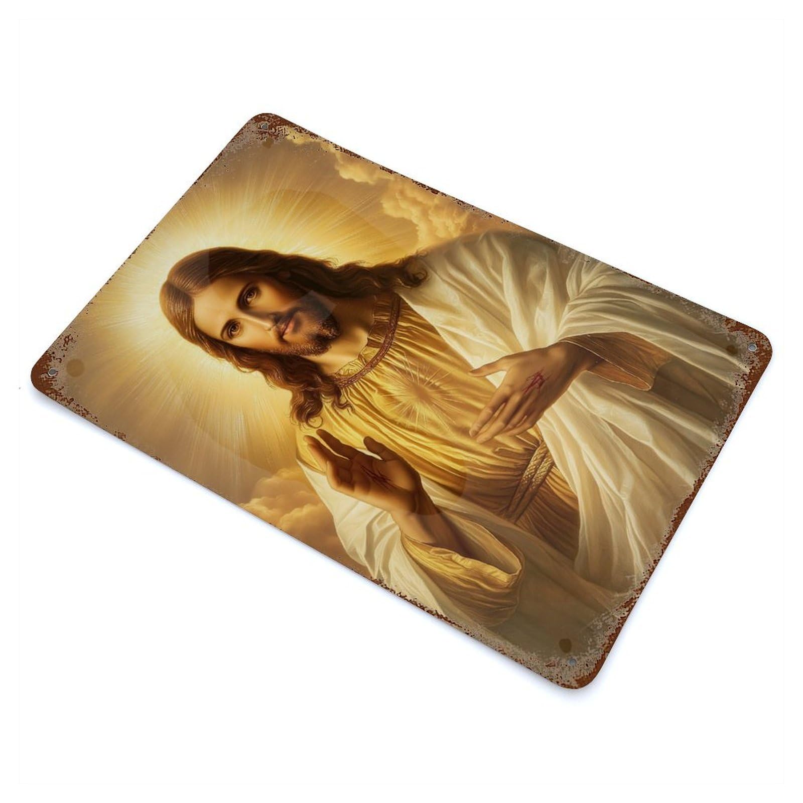 Jesus Christ Retro Metal Sign 11.8"x7.9", for Pub, Kitchen And Man Cave Decor, Industrial Home Decor