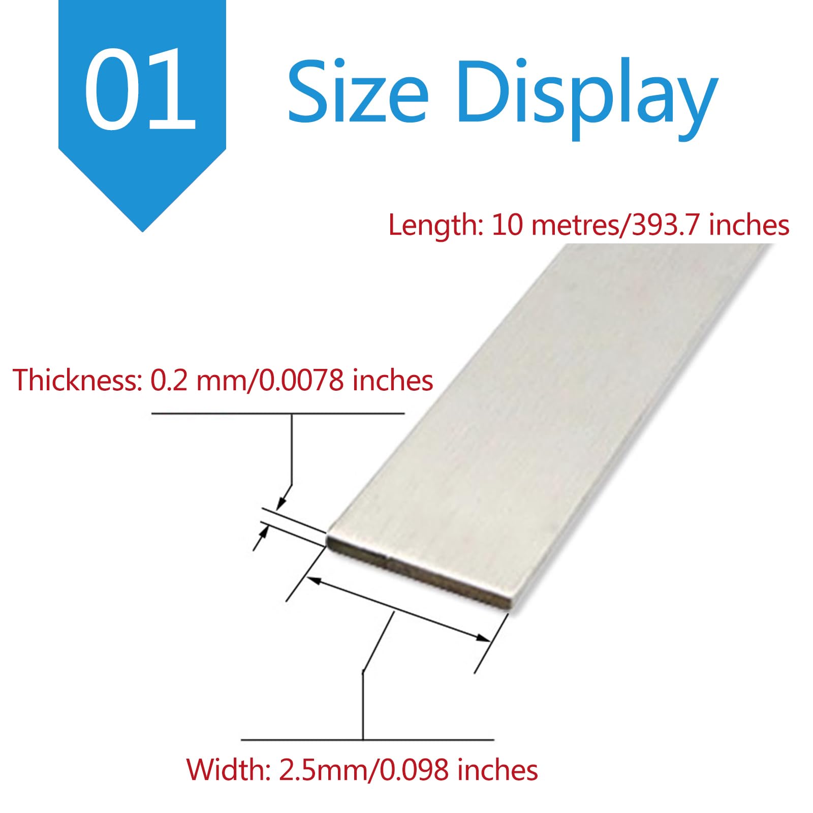 Alambre calefactor plano de nicromo Alambre calentador plano de nicromo, 10 metros ancho, 2-12 mm, espesor 0,15-1(Width:2mm,Thick:0.5mm)