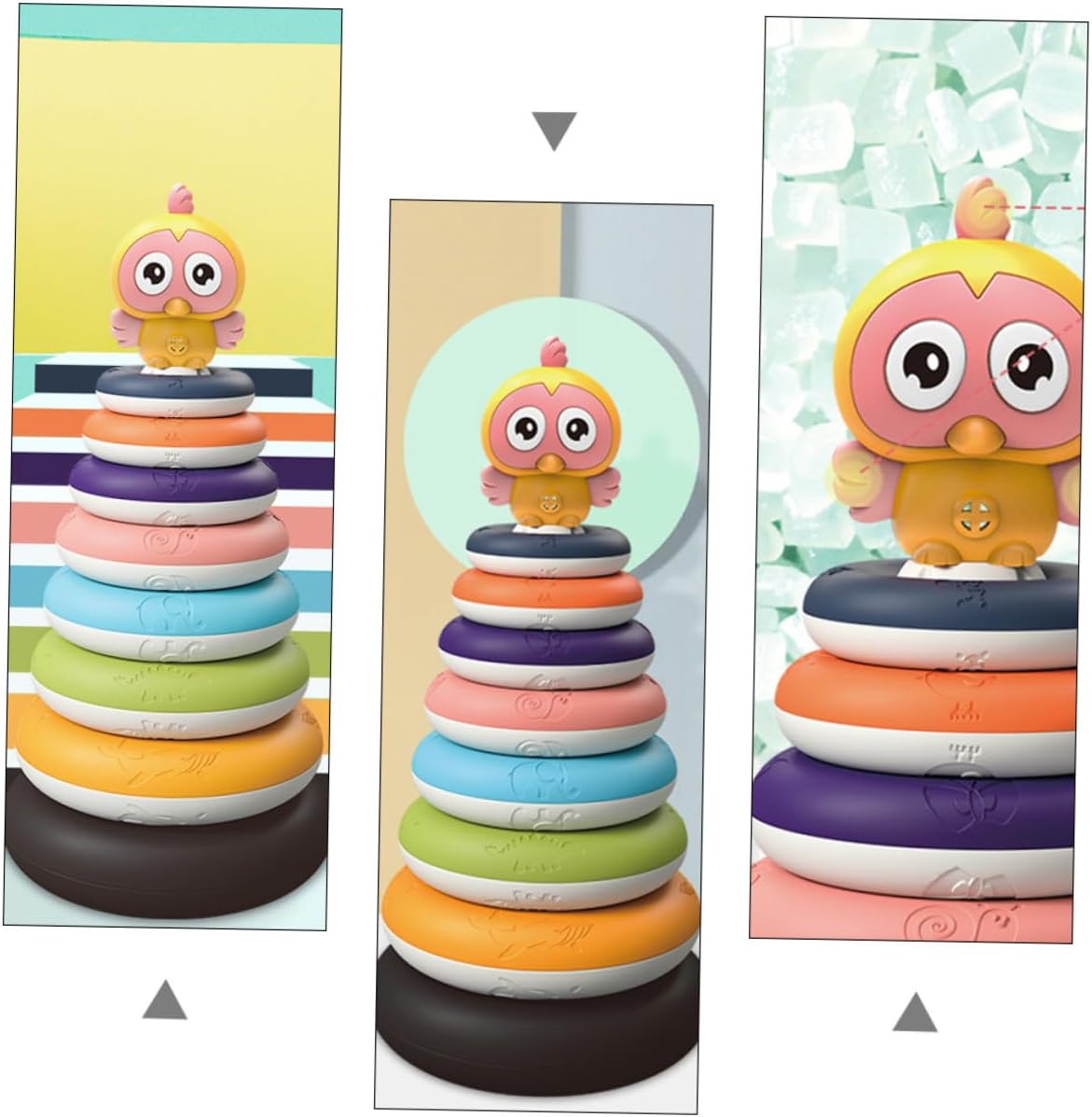 Educational Rainbow Ring Stacking for Over Stackable Rings Building Blocks to Develop Hand-Eye Coordination and Grasping Skills Safe Material Fun Plaything for Early Learning