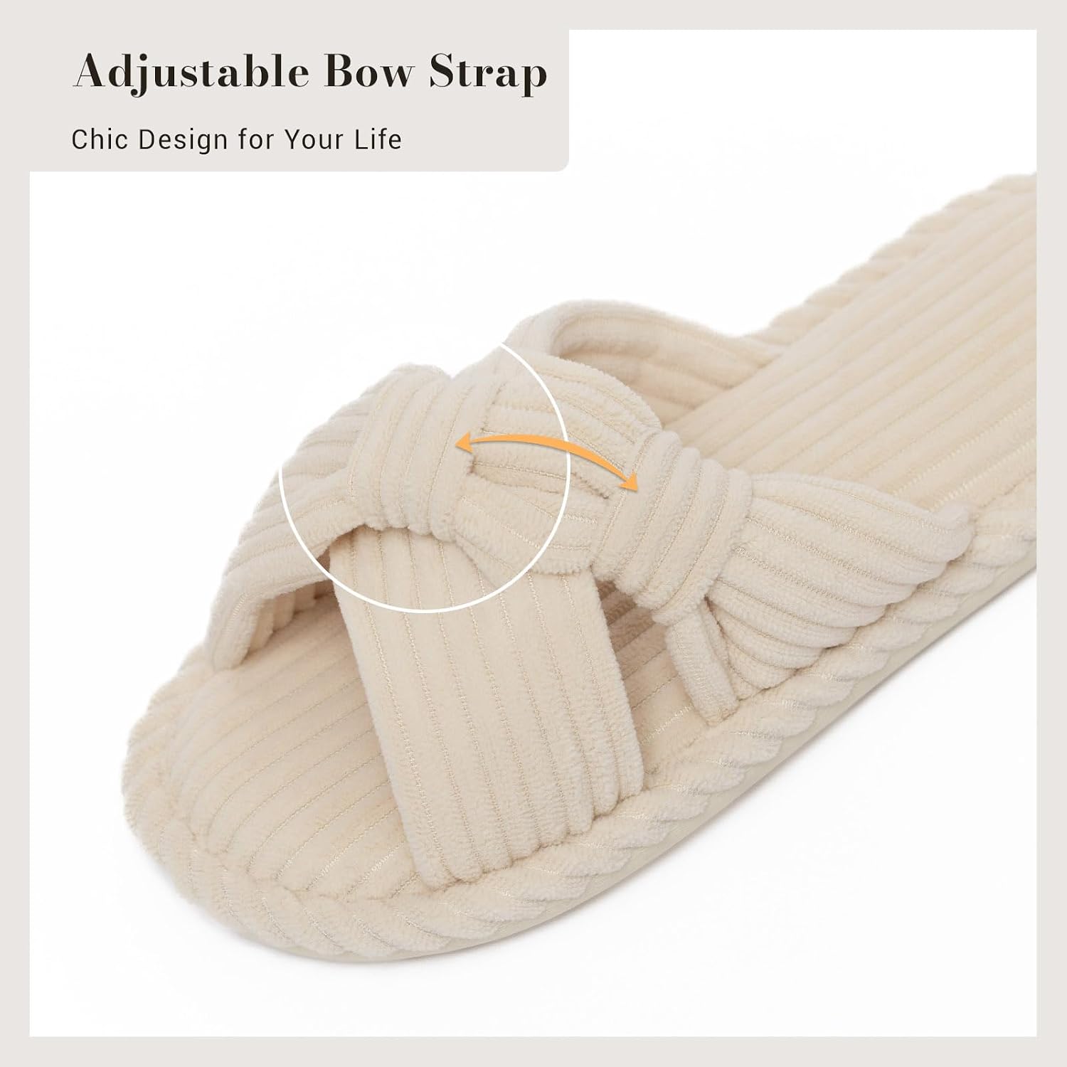 Slippers for Women Memory Foam Bow House Slippers Crossband Open Toe Slides Sandals Shoes Non-slip House Shoes