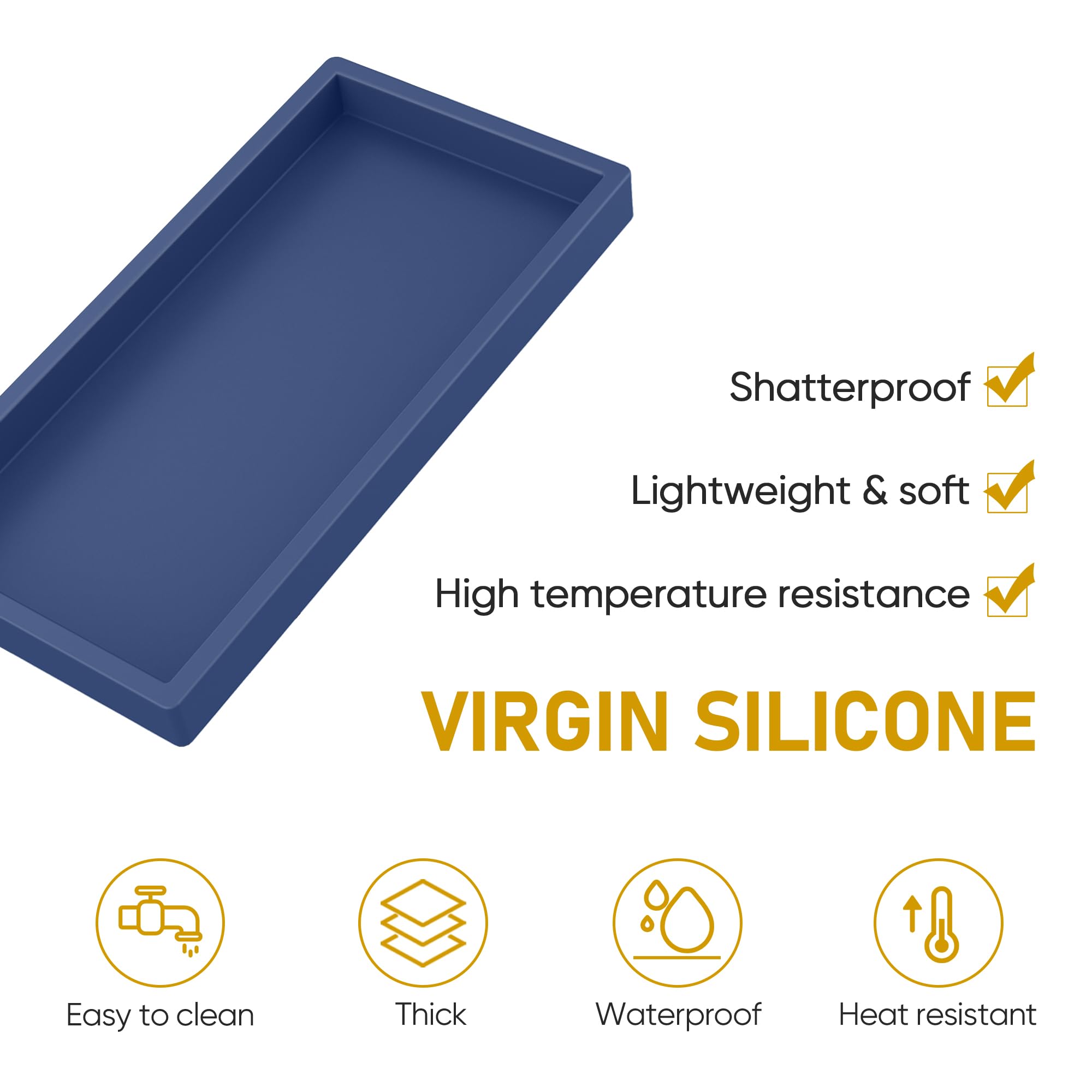 EG-SIPRO Vassoio da bagno in silicone ispessito di alta qualità, dispenser di sapone rettangolare durevole infrangibile per piano di lavoro