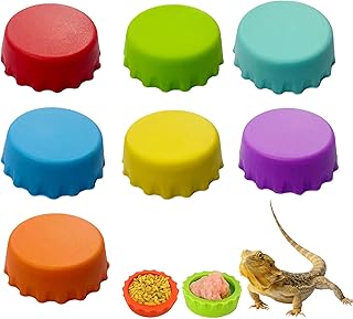 7 Pcs Crested Gecko Food Dish,Crested Gecko Food,Reusable Small Reptile Feeding Dish, Crestedd Geckos Tank Accessories for Tortoise,Hermit Crab,Small Pet and Crab,Silicone Easy Clean
