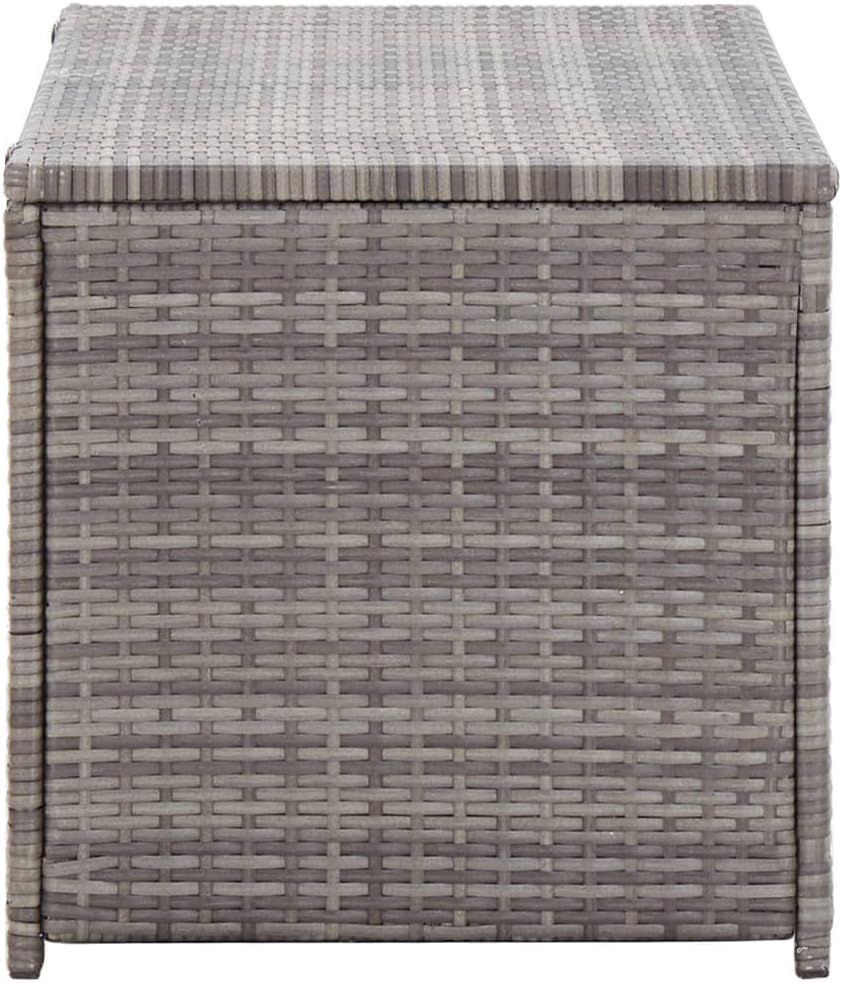 Patio Storage Box Deck Storage Box Outdoor Storage Box Indoor Wicker Storage Bin for Patio Furniture Cushions, Pillows, Garden Tools, Poly Rattan Gray, 39.3"x19.6"x19.6"
