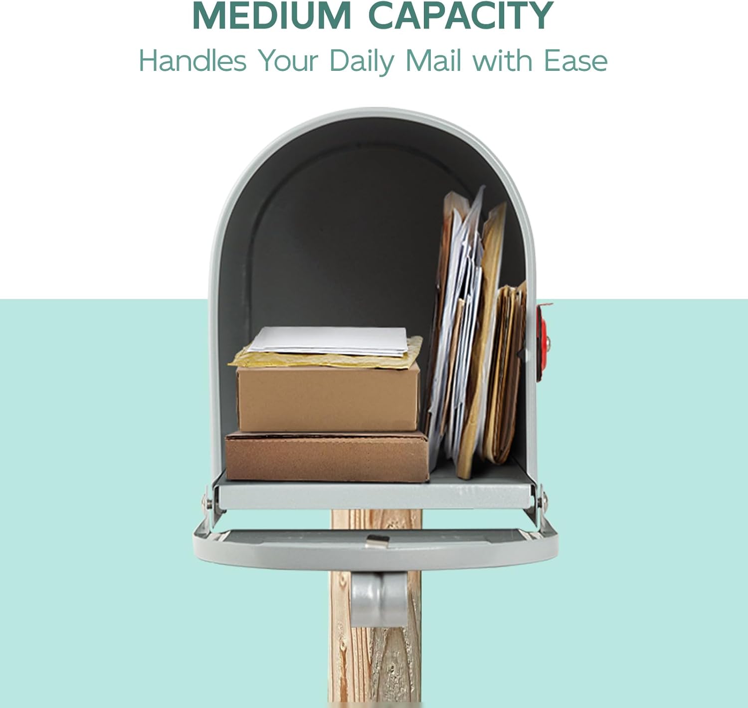 Mailboxes for Outside, GIGYES Galvanized Steel Medium Metal Mailbox, 20 x 8.7 x 6.9 Inches, Grey Gray