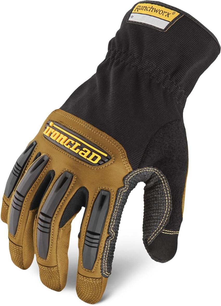 Ranchworx Work Gloves RWG2, Premier Leather Work Glove, Performance Fit, Durable, Machine Washable, (1 Pair), RWG2-04-L