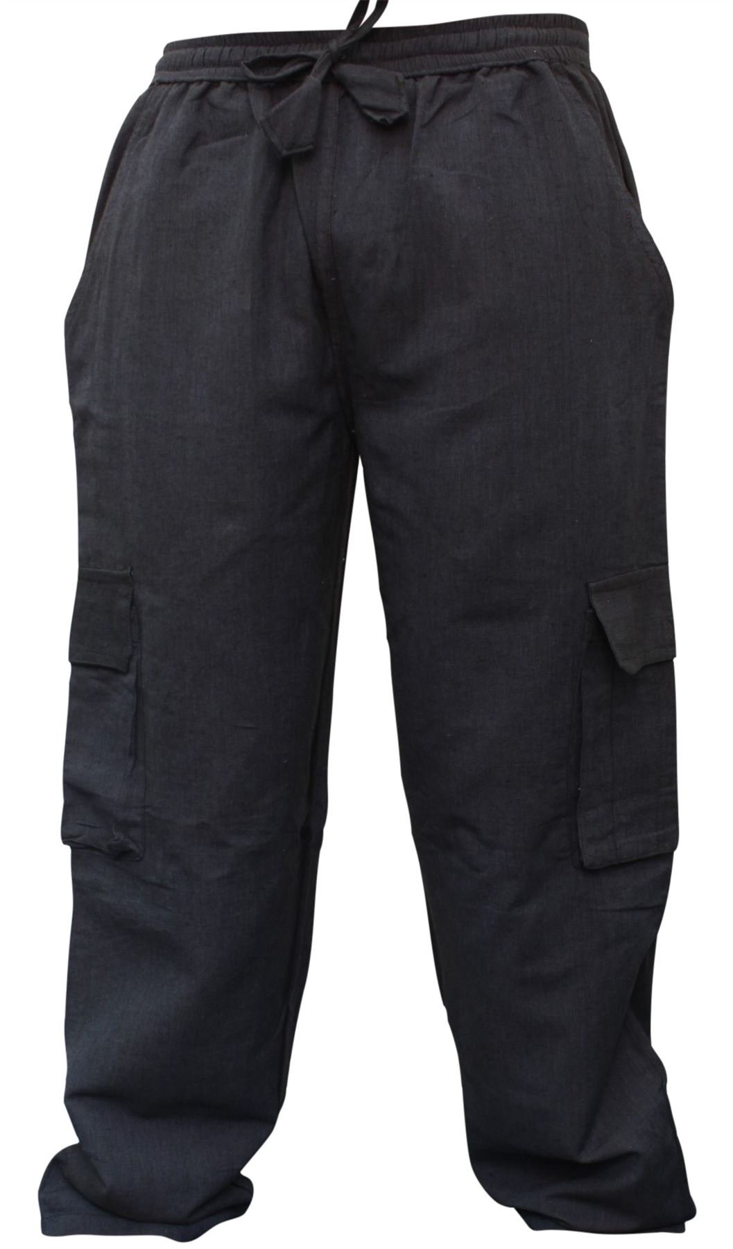 Shopoholic Fashion Men's Blue Plain Hemp Hippie Combat Trousers(3Xl,)