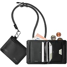 bitplay Slim Bifold Wallet with Lanyard/Coin Pocket/Magnetic Closure, Black