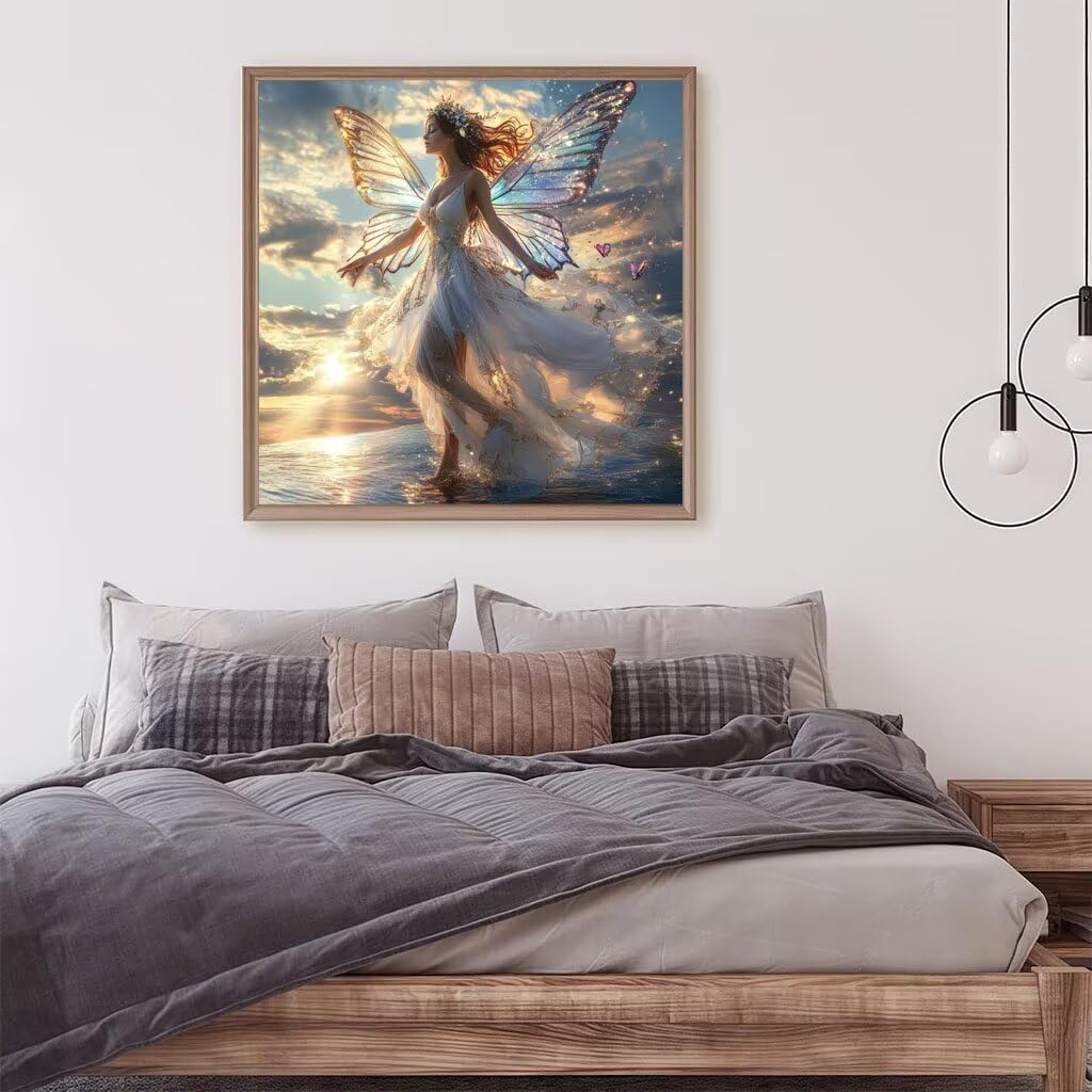 5D Diamond Painting Mädchen Set, Flügel Diamond Painting Erwachsene, DIY Diamant Bastelset Kinder Ab 6 Jahre, Diamant Painting Bilder FüR Home Decoration, Kleine Geschenke FüR Frauen 90x90cm 5-653