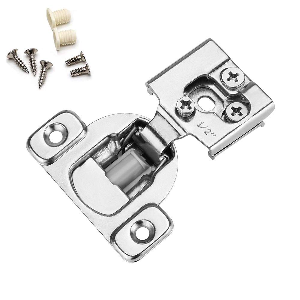 homdiy Cabinet Hinges Brushed Nickel - 24 Pack 1/2" Overlay Face Frame Hidden Hinges Cabinet Door Da
