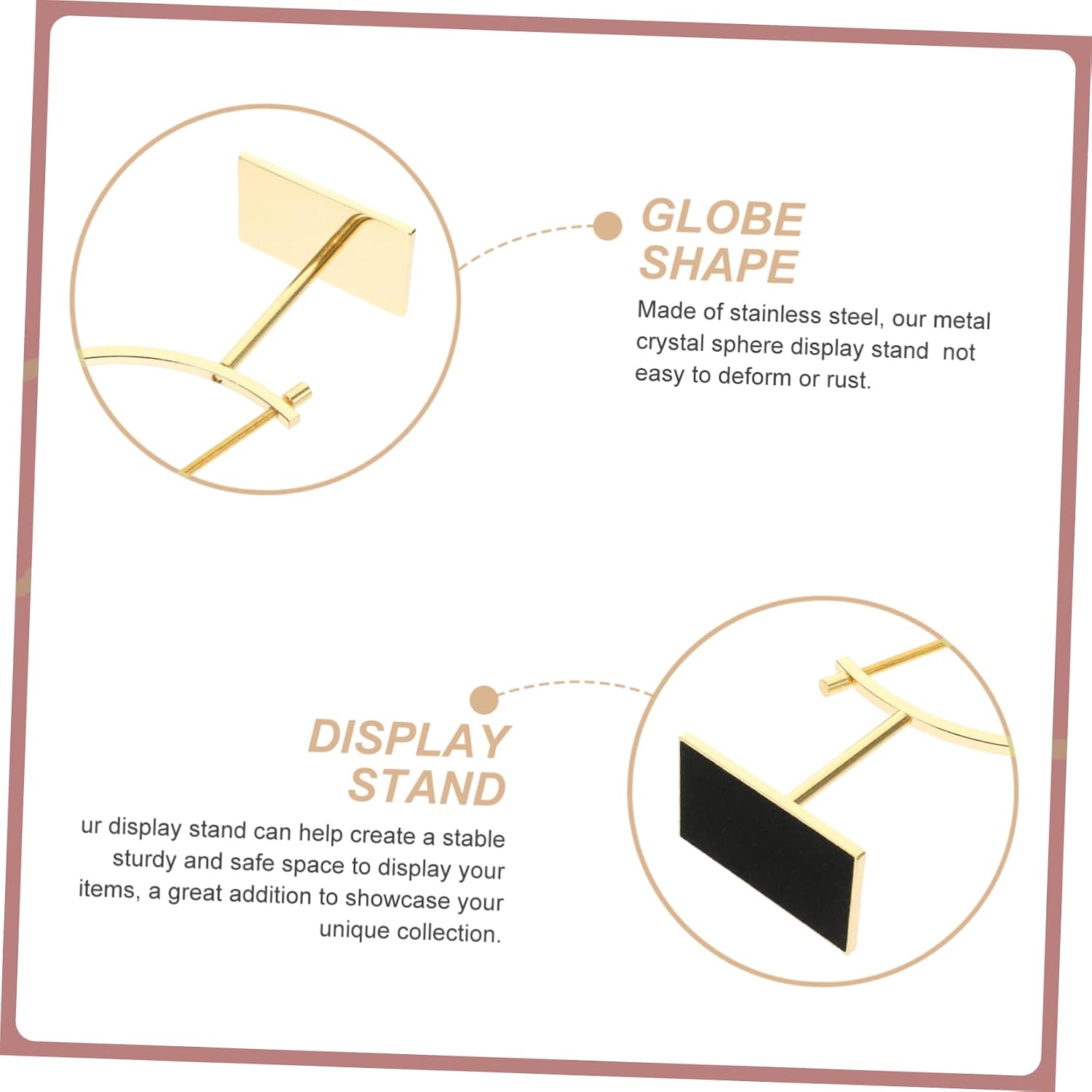 Adjustable Metal Crystal Sphere Holder Stand Medium Caliper Design for Displaying Mineral Stones and Crystals Gold Color for Home Decor and Collectibles