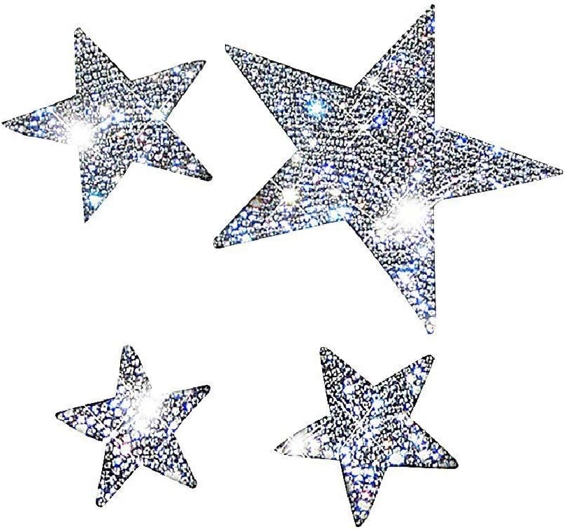 Bling Crystal Rhinestone Car Sticker Decal, Waterproof Bling Sticker Decor for Car Bumper Window Laptops (Star, Sliver)