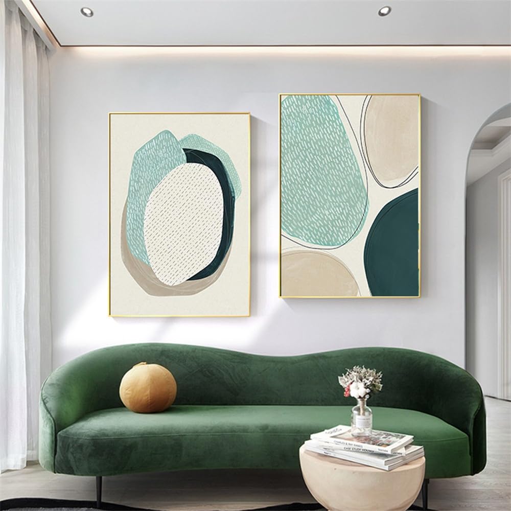 WBYZAC 2 Pieces-Canvas Printing Painting Geometric Color Block Modern Abstract Style Living Room and Dining Room Porch Sofa Home Decoration-50 * 60cm (No Frame)