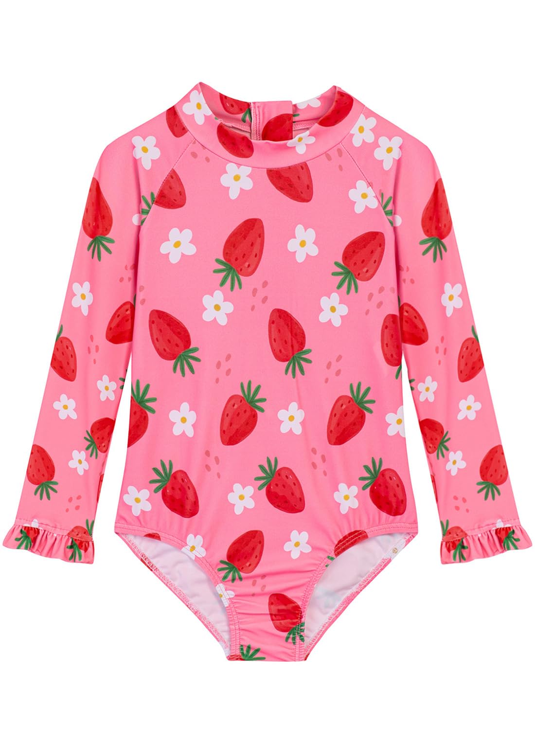 Alakuoti Long Sleeve One Piece Ruffle Swimsuit for Toddler Girls Baby Girl Rashguard Shirt with UPF 50+ Sun Protection