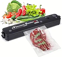 Seladora a Vácuo Portátil Automática Bivolt + 10 Saquinhos Embaladora Carnes Peixes Vegetais Frutas Cereais Queijos Embaladora Vacuum Sealer 0022