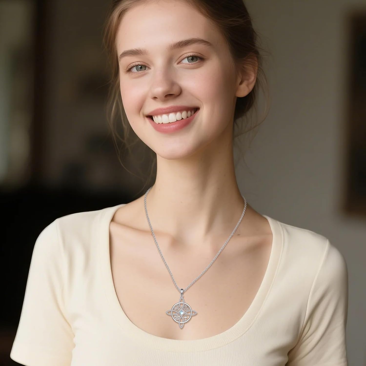 YAFEINI Sterling Silver Witches Knot Pendant Necklace - Celtic Cross Witch Jewelry Amulet Gifts for Women - Image 2