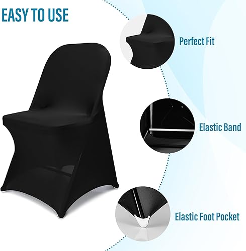 Miniatura 4 de Fundas plegables de elastano impermeables para sillas plegables, 12 fundas elásticas de poliéster mejoradas, protector universal de silla elástico