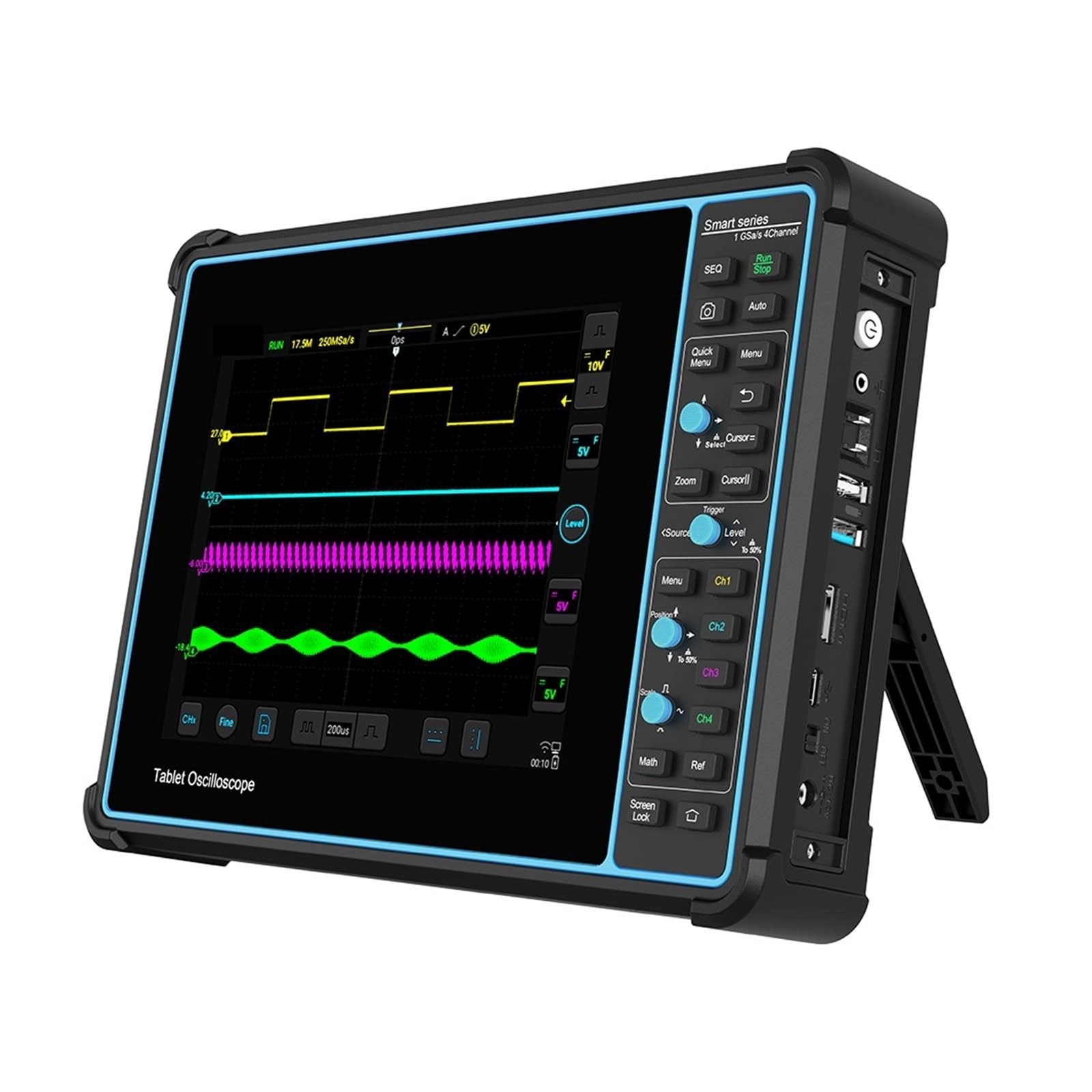 RENJJPBO Oscilloscope, New Smart Tablet Oscilloscope Digital 4 Channel 1G Sa/S Sample Rate 8inch Touch Screen 100 MHz Bandwidth,Signal Generator (with Bag 1)