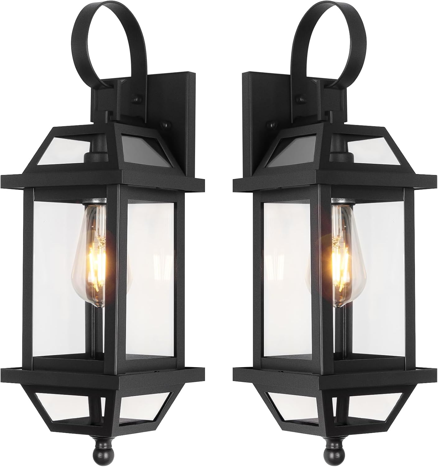 Gold Porch Light 2-Pack, Rustic Outdoor Wall Sconces with Clear Glass, 18' Enclosed Bottom Aluminum Exterior Wall Sconces for Exterior House ETL Listed