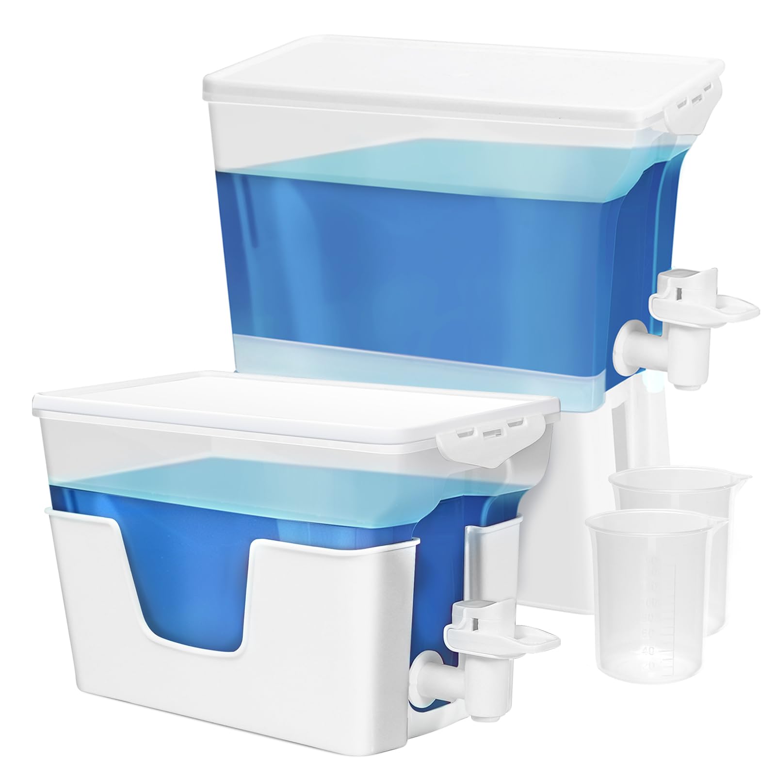 ConworldLiquid Laundry Detergent Dispenser - High Flow Rate, Not Easy to Leak, Laundry Soap Dispenser for Laundry Room Organization, Fabric Softener Dispenser with a Cup (1.16 Gallons, 2Pcs)