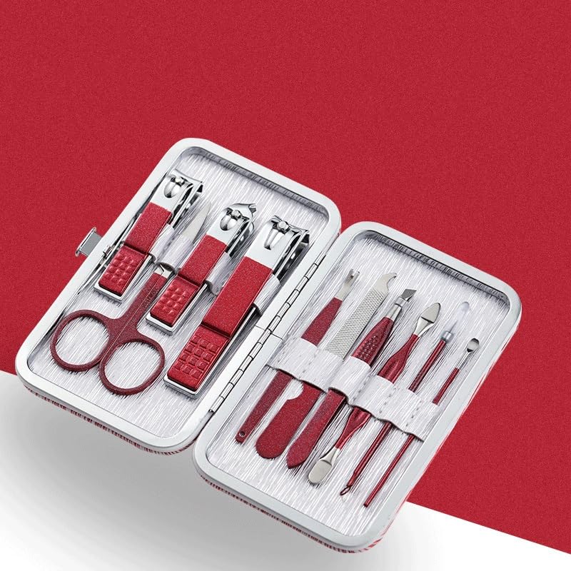 Ensemble d'outils de manucure de beauté rouge brillant 10 pièces - 5