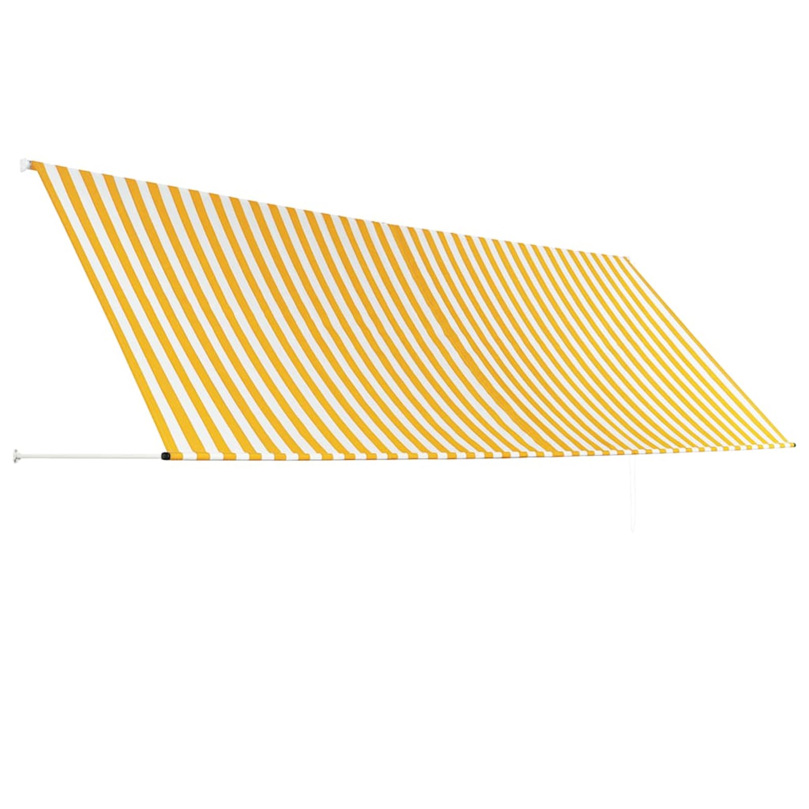 Wysuwana markiza 400 x 150 cm, obsługiwana ręcznie, regulowany kąt nachylenia, żółto-biała, 180 g/m², tkanina poliestrowa ze stalową ramą, do ogrodu i na balkon