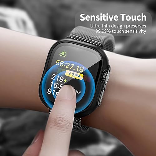 Vista 25 de 6 Pack Case with Tempered Glass Screen Protector for Apple Watch Series 9/8/7 45mm, Ultra-Thin Scratch Resistant Full Protective Hard PC Bumper