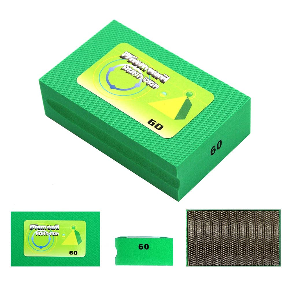 Diamond Hand Polishing Pads Sanding Bolcks Foam Backing for Tile Granite Marble Concrete Porcelain Stone Glass Ceramic Polishing -Set of 4 Pcs