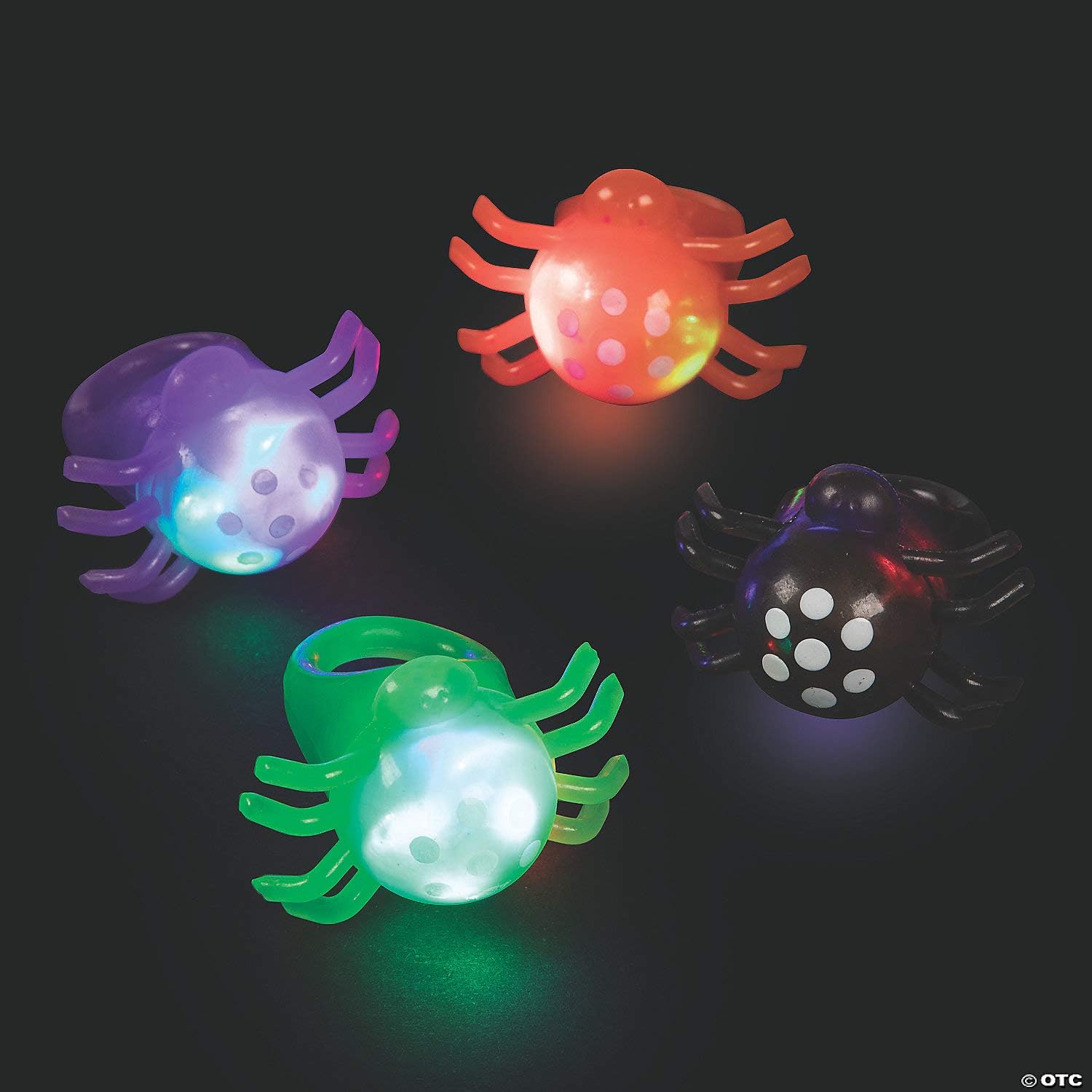 12 Piece(s) Light-Up Flashing Spider Rings
