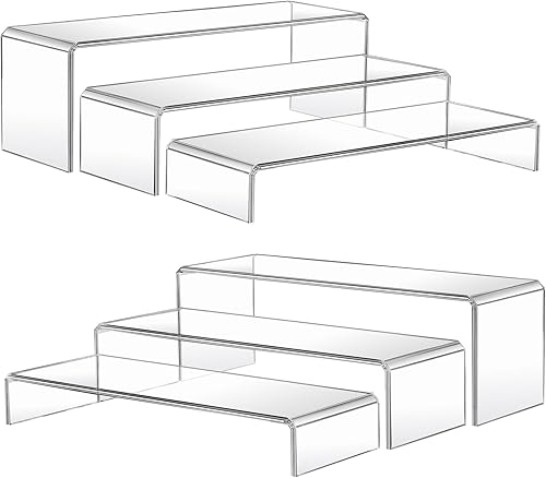 MerryNine 6 elevadores acrílicos transparentes, soporte de exhibición de plástico, soporte transparente para cupcakes, figuras, cosméticos,