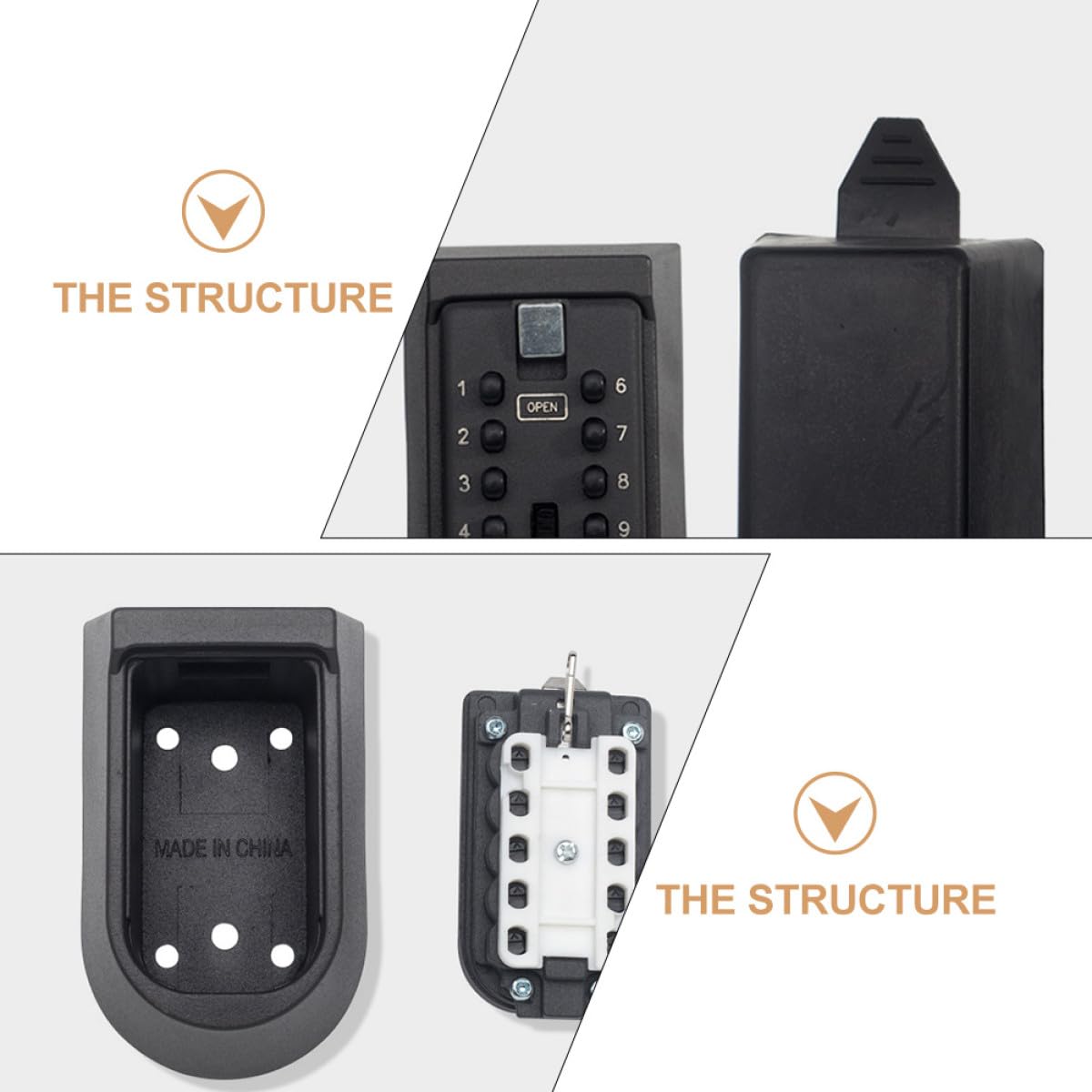 Mobestech Cassetta di Sicurezza per Chiavi a Parete in Metallo Serratura a Combinazione, Portachiavi Portatile in Abs Resistente per Uso Domestico, Ufficio, Garage e Accesso Emergenze