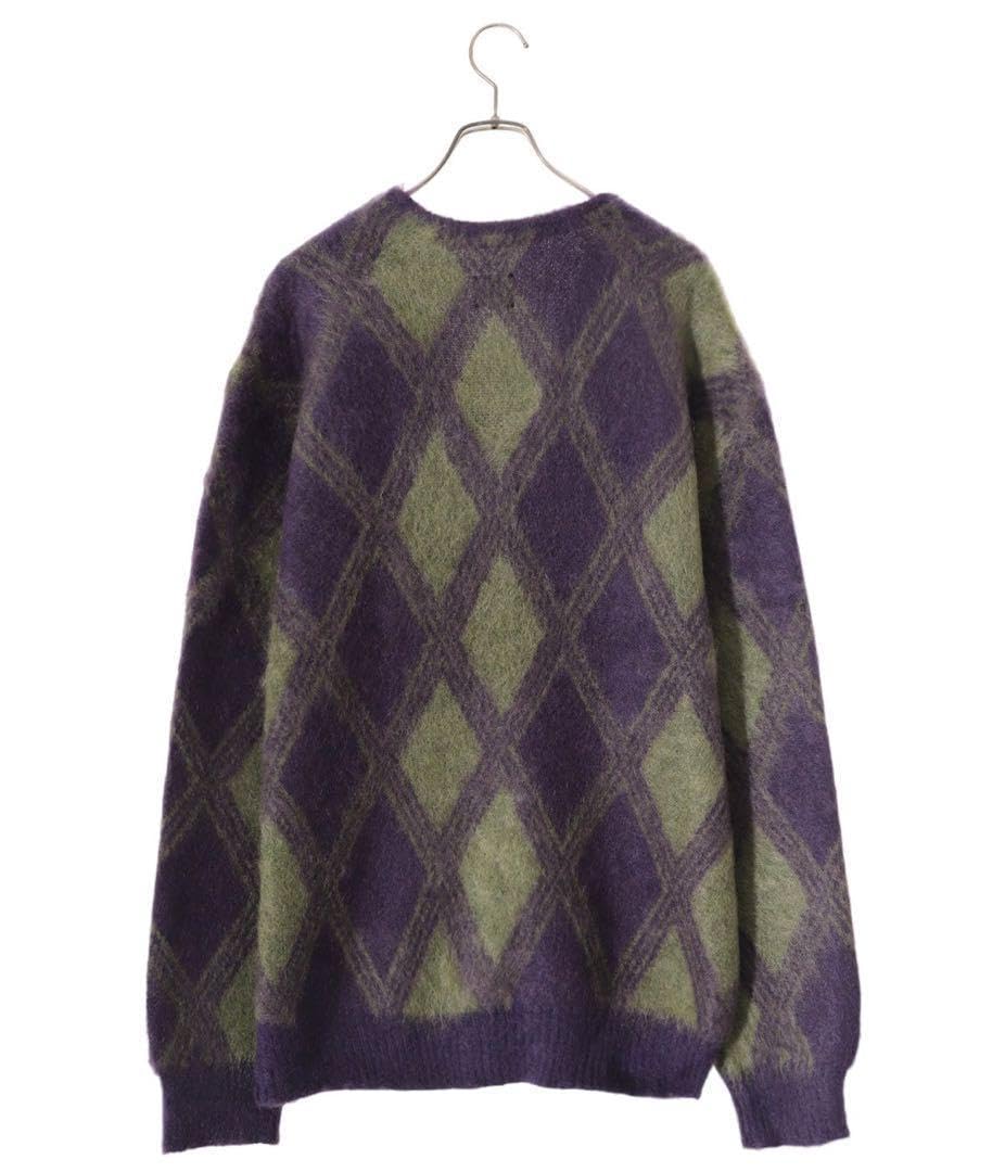 Amazon.co.jp: 少数限定 モヘアカーディガン l パープル アーガイル  