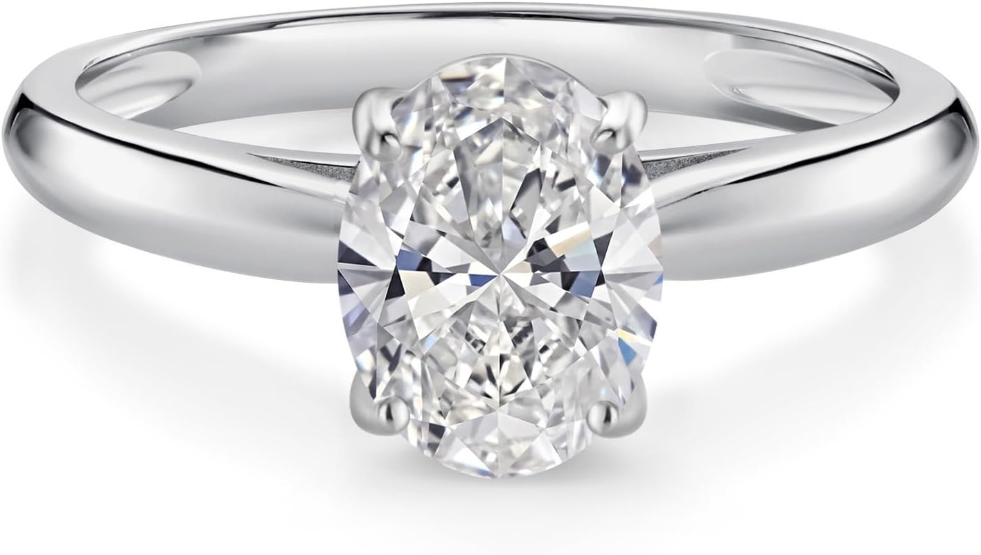 Gem Stone King 1 to 1.50 Cttw IGI Certified Lab Grown Diamond 10K White Gold Solitaire Anniversary Engagement Ring For Women | E-F Color | VS1-VS2 Clarity