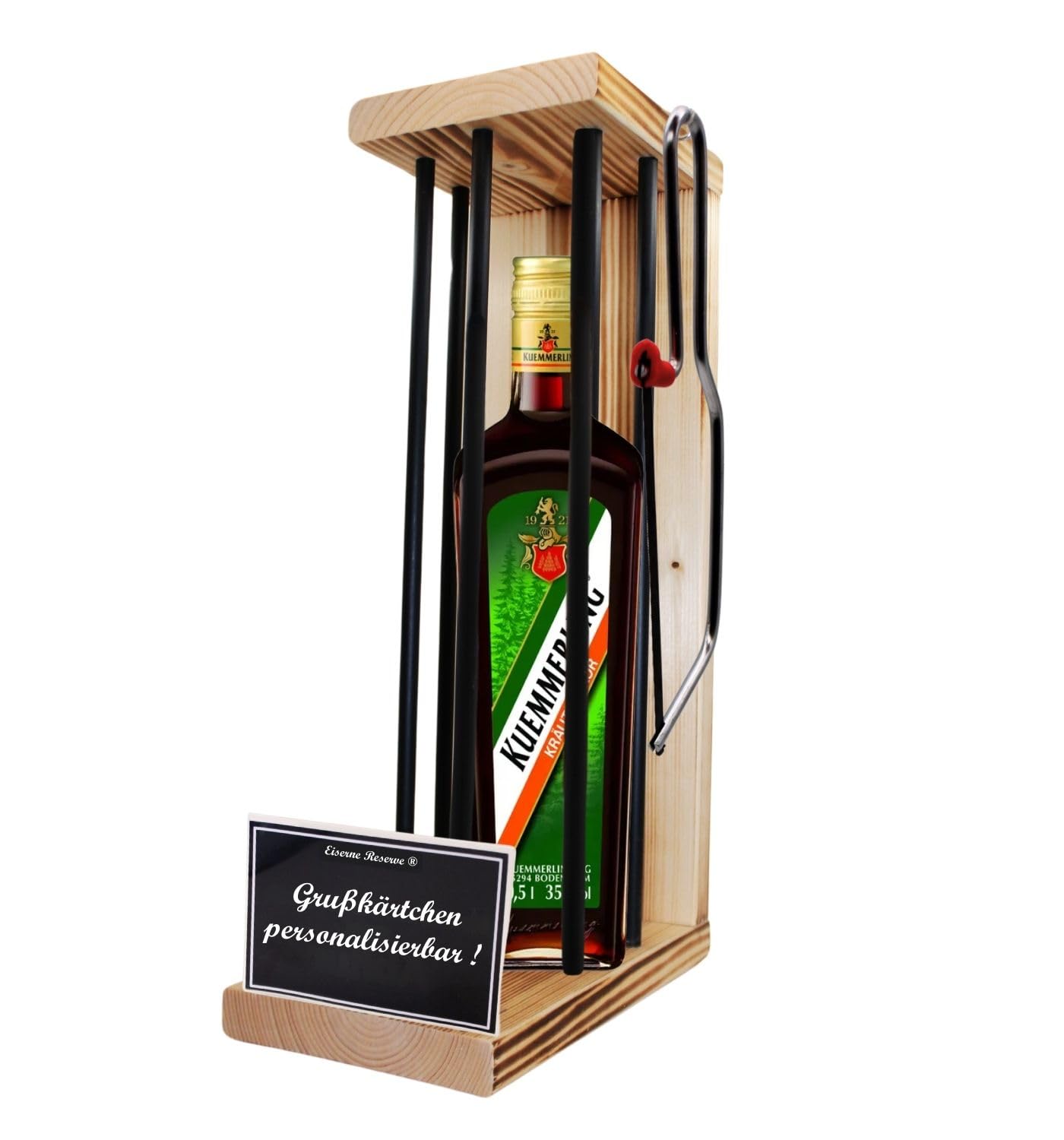 Personalisierte Geschenke für Männer Frauen Geschenkidee - Eiserne Reserve Black Edition Kuemmerling Likör (1 x 0.50 l) incl. Notsäge - Papa Mama Geburtstag Hochzeit