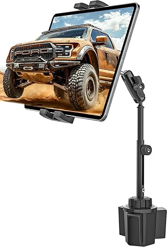 Soporte para tablet de 15.6 pulgadas para portavasos de automóvil, visualización del nivel de los ojos Soporte de vaso resistente para tabletas