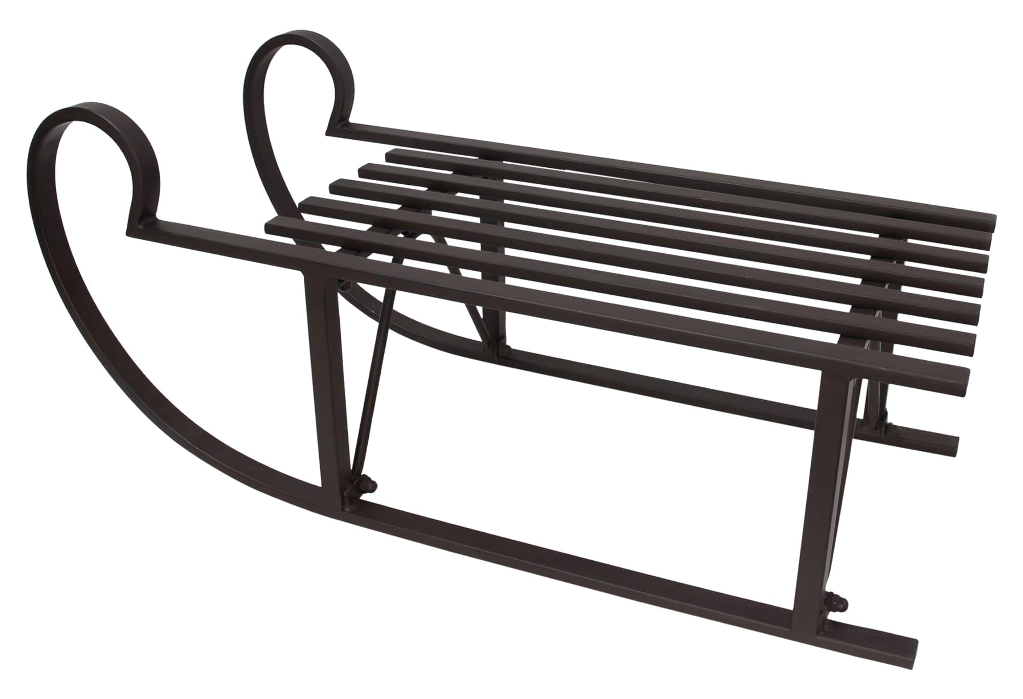 Dekoleidenschaft Großer Schlitten Klassik aus Metall, braun, 80 cm lang, Dekoschlitten Retro Design, Weihnachtsdeko, Winterdeko, Gartendeko für Draußen