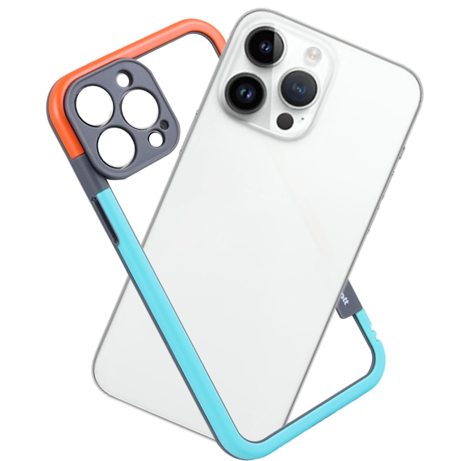 KUGEW for iPhone 14 Pro Max Bumper Case(No Back), Built-in Camera Cover Slim Lightweight Soft TPU+PC Bumper Frame Cover Backless Shockproof Heavy Duty Protection Excellent Heat Dissipation (Mix Color)