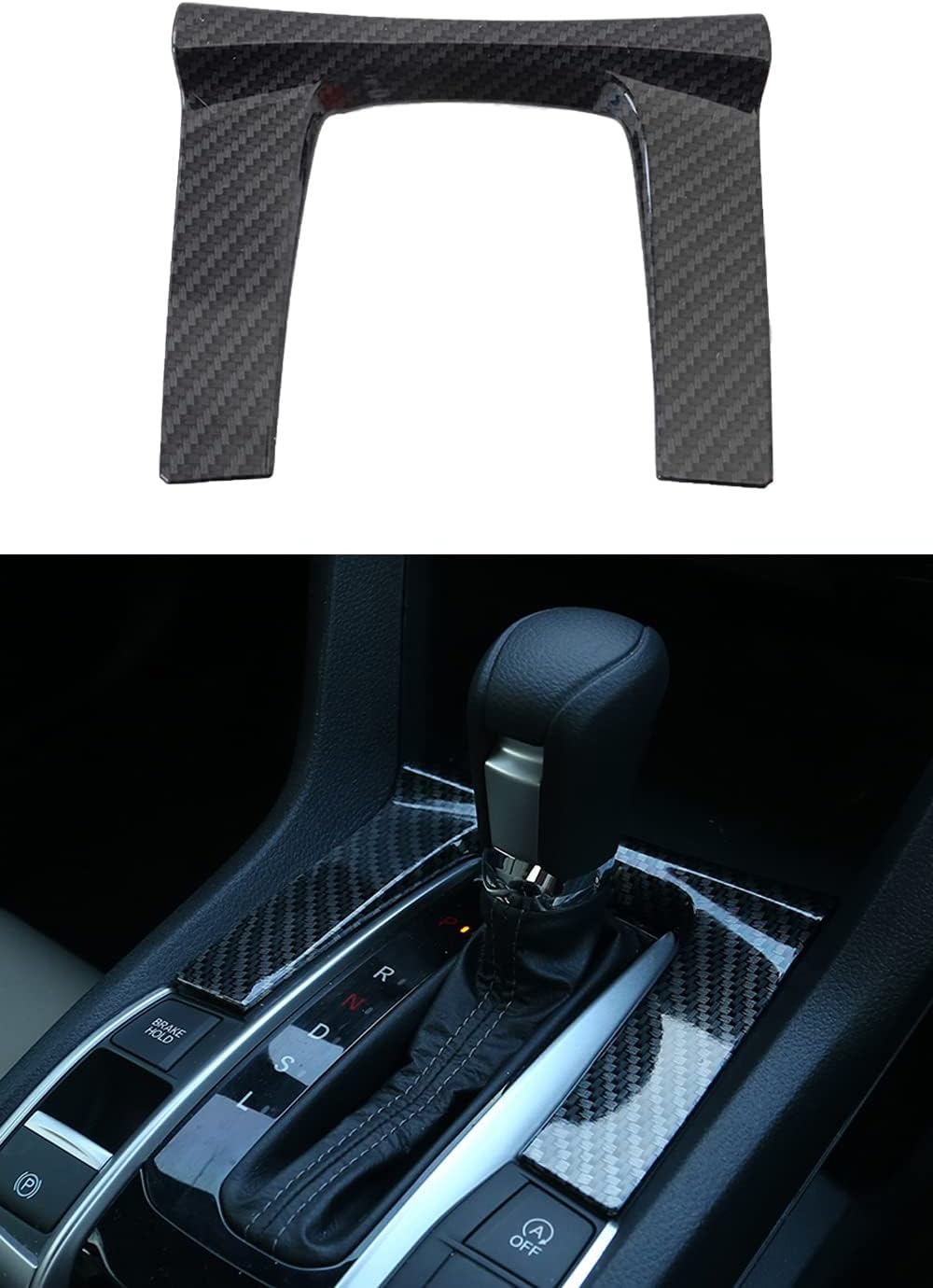Kadore Carbon Fiber Center Console Shift Gear Panel Frame Cover Trim for 2016-2021 Honda Civic 10th gen Automatic Transmission Only