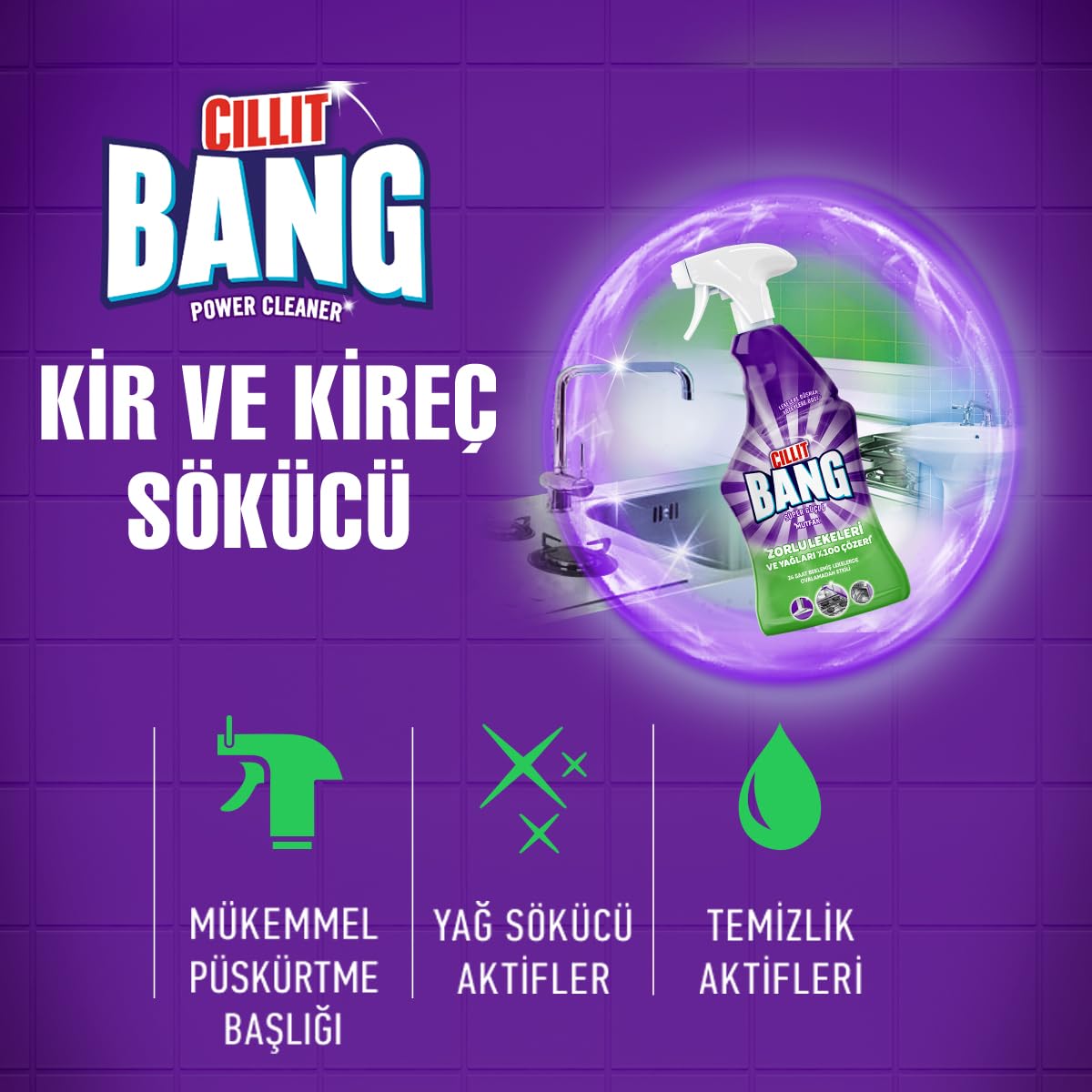 Cillit Bang Mutfak Yağ ve Kireç Çözücü Sprey 750 ml