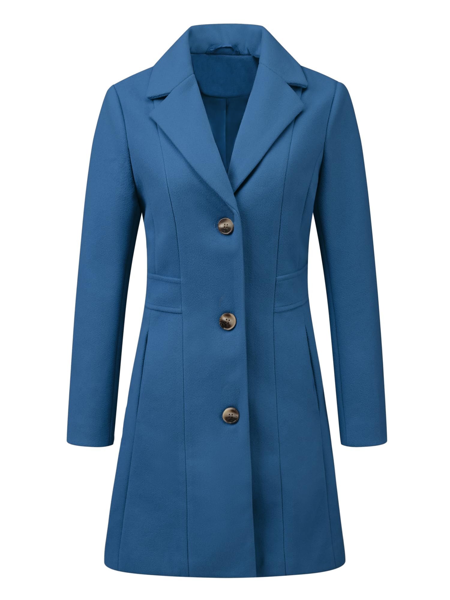 Allegra K Women's Winter Pea Coat 2025 Fall Single Breasted Long Outerwear Trench Coats, Dusty Blue, S