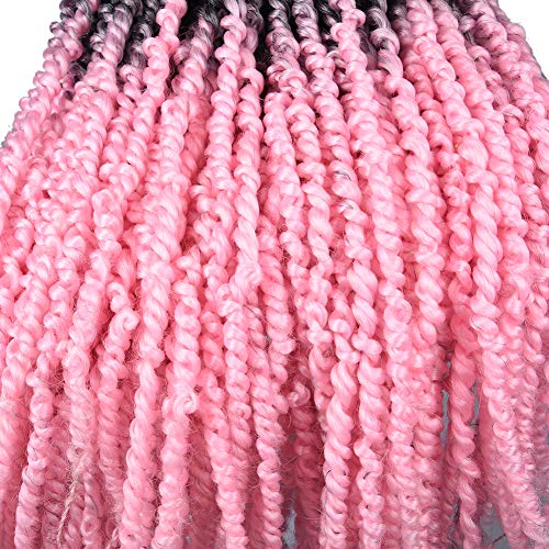 6 Pack Pink Pretwisted Passion Twist Hair 20Inch Ombre Crochet Hair Curly Long Bohemian Braids For Passion Twist Pre Looped Synthetic Hair Extensions(1B/Pink,480G/Lot) #TOP5