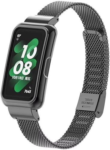 Miniatura 2 de Bandas compatibles con Huawei Band 10987, correa de repuesto de metal de acero inoxidable con marco de metal para Huawei Band 78910