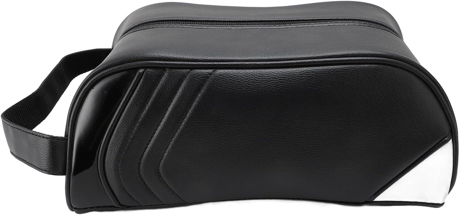 Golf Shoe Bag, Shoe Carrier Bag, PU Leather Golf Shoe Carrier Bag, Multifunctional Portable Shoe Storage Bag with Handle for Men Women Portable Golf Shoe Carrier (Black)