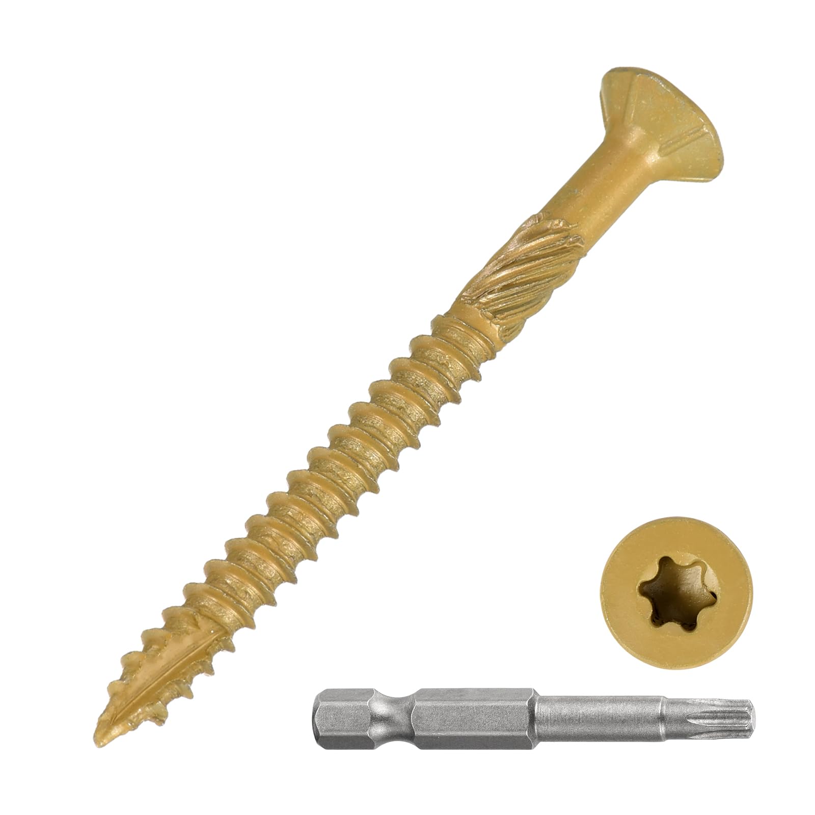 METALLIXITY Deck Screws (#9x2") 120Pcs, Carbon Steel Wood Screw Decking Screws Epoxy Coated with T25 Torx Drive Head