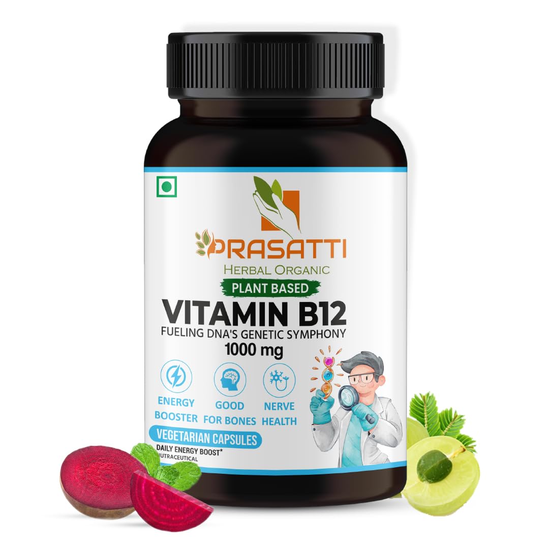 Prasatti Herbal Organic Plant Based Vitamin B12 With B1,B2,B3,B5